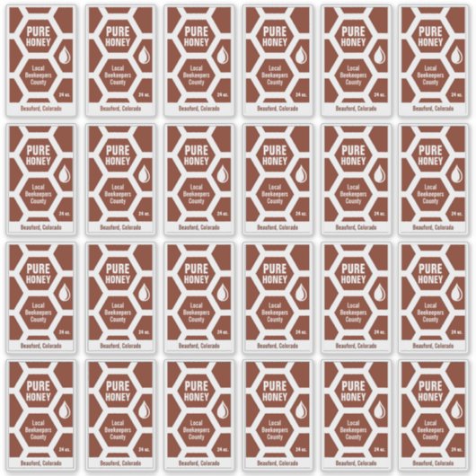 Ensemble de 24 Étiquettes de pots de miel transpar (Devant)