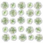 Ensemble de 25 Stickers Shamrock de vinyle aquarel (Devant)