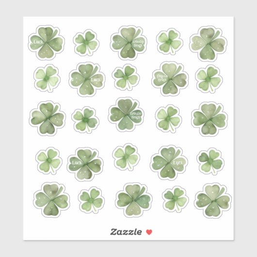 Ensemble de 25 Stickers Shamrock de vinyle aquarel (Feuille)