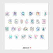 Ensemble de 27 autocollants holographiques alphabé (Feuille)