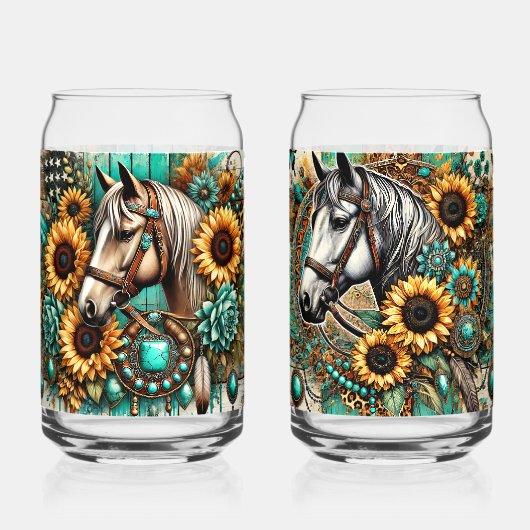 Ensemble de 2 chevaux et tournesol (Recto)
