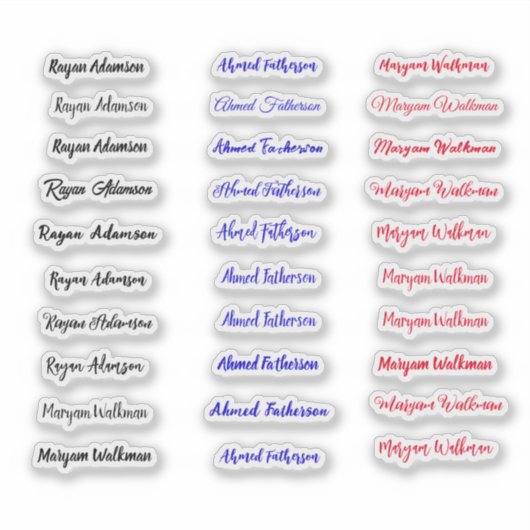 (Ensemble de 30 étiquettes) Stickers de nom simple (Devant)