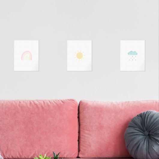 Ensemble de 3 affiche murale pastel arc-en-ciel (Salon)