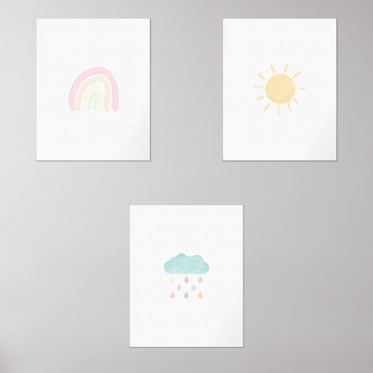 Ensemble de 3 affiche murale pastel arc-en-ciel (Recto)