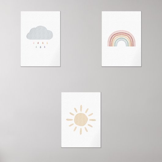 Ensemble de 3 boho arc-en-ciel, nuage, empreinte s (Recto)
