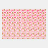 Ensemble de 3 feuilles de papier cadeau rose pour (Devant 3)