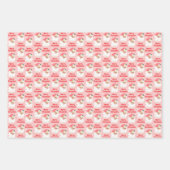 Ensemble de 3 feuilles de papier cadeau rose pour (Devant)