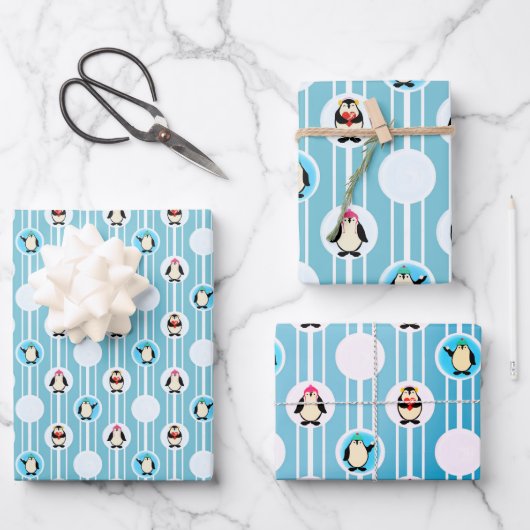 Ensemble de 3 feuilles plates de papier cadeau (Recto)