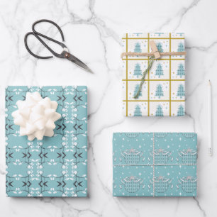 Ensemble de 3 feuilles plates de papier cadeau