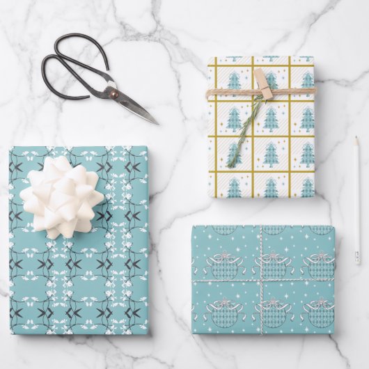 Ensemble de 3 feuilles plates de papier cadeau (Recto)