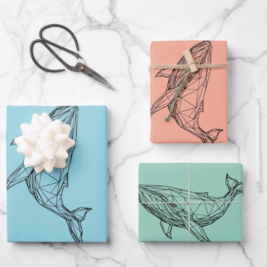 Ensemble de 3 feuilles plates de papier cadeau (Recto)