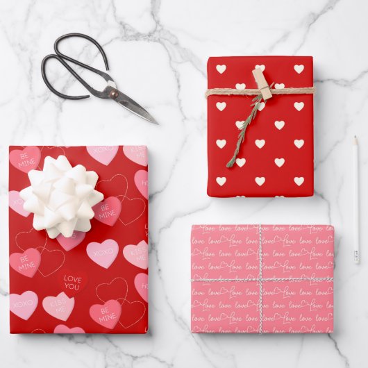 Ensemble de 3 feuilles plates de papier cadeau (Recto)