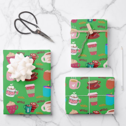 Ensemble de 3 feuilles plates de papier cadeau pou (Recto)