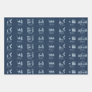 Ensemble de 3 feuilles plates de papier cadeau Scè