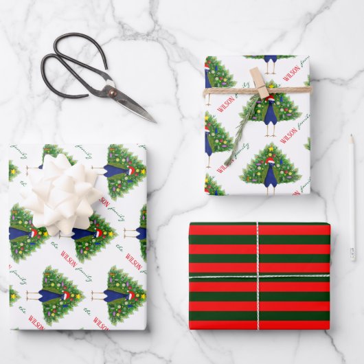 Ensemble de 3 feuilles plates de papier cadeau Xma (Recto)