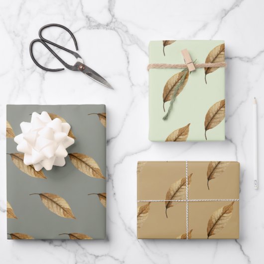 Ensemble de 3 feuilles plates de papier d'emballag (Recto)