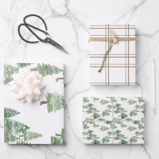 Ensemble de 3 feuilles plates de papier d'emballag (Recto)