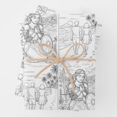 Ensemble de 3 feuilles plates de papier d'emballag (En situation)