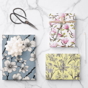 Ensemble de 3 feuilles plates de papier d'emballag