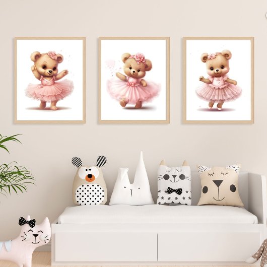 Ensemble De 3 Mignons Ours Ballerina Girls Nursery