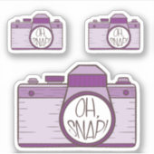 Ensemble de 3 Oh Snap ! Autocollant Caméra Purple  (Devant)