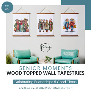Ensemble de 3 tapisseries murales à dessus en bois