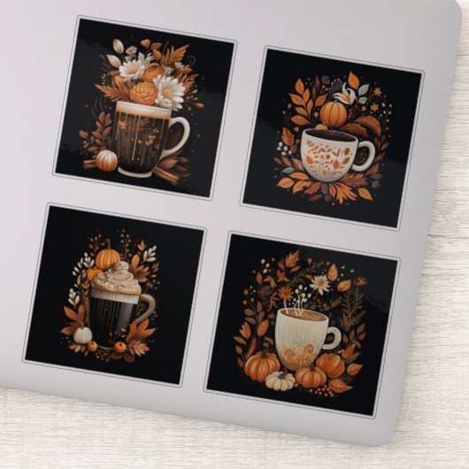 Ensemble de 4 Stickers de vinyle en latte épicé Ci (Détail)