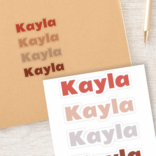 Ensemble de 4 Stickers Étiquette Kayla de nom coul