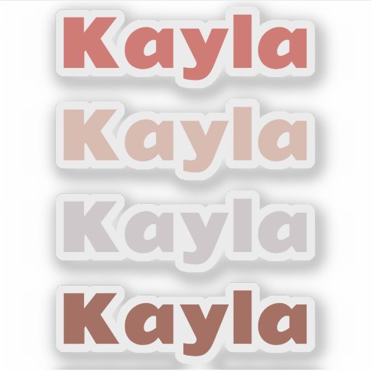 Ensemble de 4 Stickers Étiquette Kayla de nom coul (Devant)
