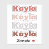 Ensemble de 4 Stickers Étiquette Kayla de nom coul (Feuille)