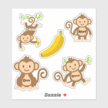 Ensemble De 4 Stickers Singe Cute