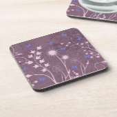 Ensemble de 6 dessous de verre à fleurs violettes (Côté gauche)