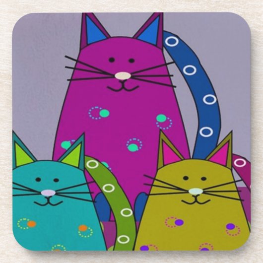 Ensemble de 6 Dessous de verre - Art folklorique - (Devant)