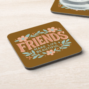 Ensemble de 6 dessous de verre floraux 'Les amis r