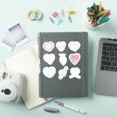 Ensemble de 9 autocollants de coeurs rouge, rose e (Couverture iPad)