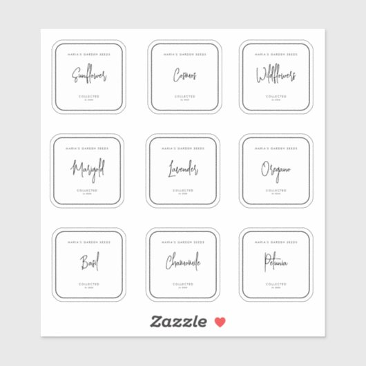 ensemble de 9 graines étiquettes (Feuille)