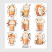 Ensemble de 9 Stickers Citrouille en latte de viny (Feuille)