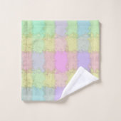 Ensemble de bain carreaux pastel multicolore (Gant de toilette)