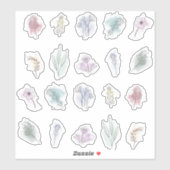 Ensemble de bouquets d'aquarelle autocollant (Feuille)