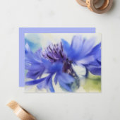Ensemble de Cartes de Note Bleuet Bleu Bouton de C (Devant/Arrière en situation)