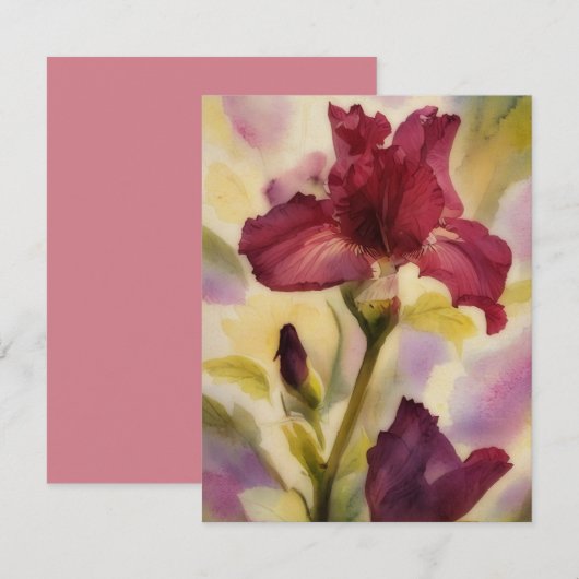 Ensemble de cartes de notes avec des fleurs d'Iris (Devant / Derrière)