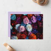 Ensemble de cartes de notes Rose Art Bouquet de ro (Devant/Arrière en situation)