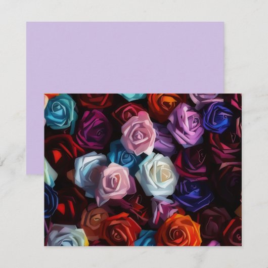 Ensemble de cartes de notes Rose Art Bouquet de ro (Devant / Derrière)