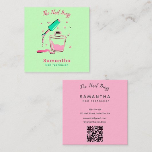 Ensemble de Cartes de visite de technicien d'ongle (Devant / Derrière)
