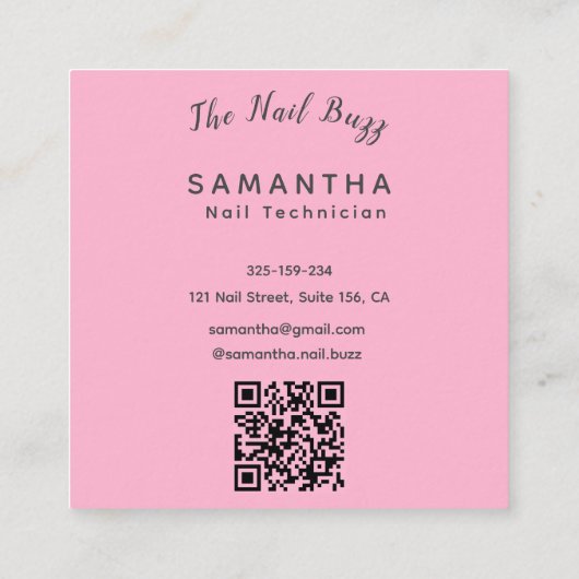 Ensemble de Cartes de visite de technicien d'ongle (Dos)