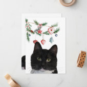 Ensemble de cartes de vœux de vacances 5x7 Chat Tu (Devant/Arrière en situation)