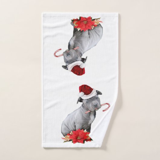 Ensemble de chiot de Pitbull de Noël de serviettes (Serviette à main)