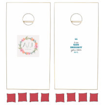 Ensemble de cornhole de mariage à monogramme flora