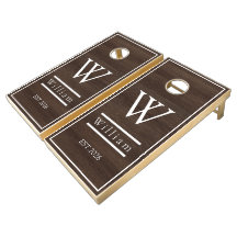 Ensemble de Cornhole en Bois Brun Rustique avec Mo