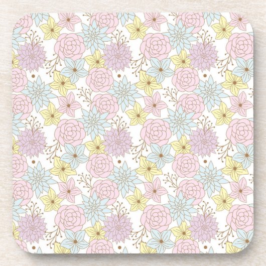 ensemble de dessous de verre à fleurs printanières (Devant)